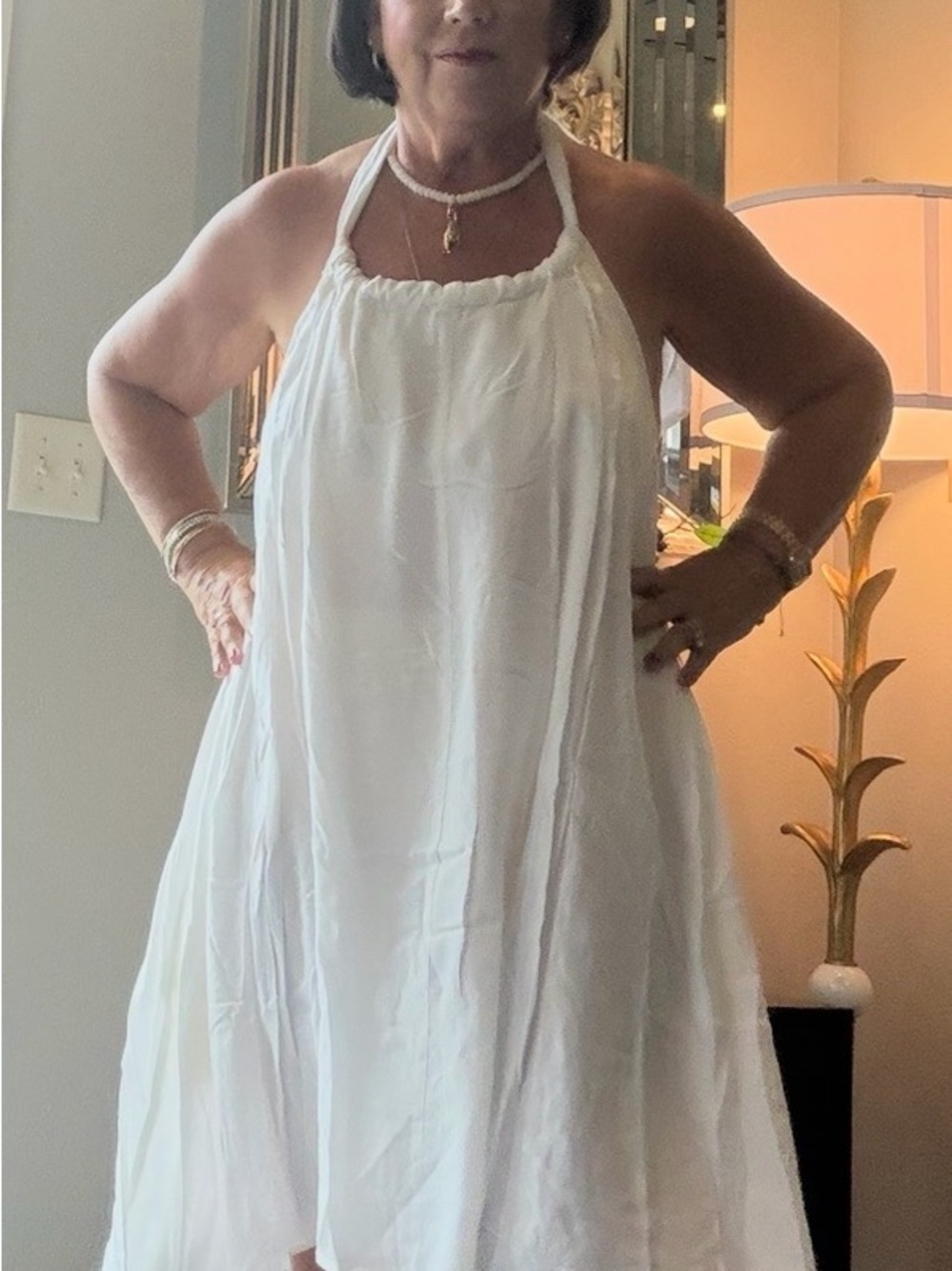 NWT- Elan White Backless Halter Summer Dress